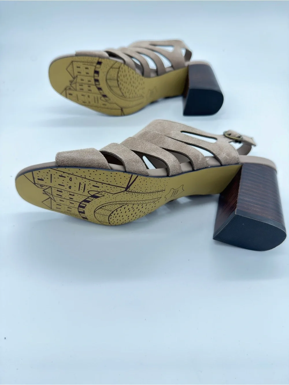 Bella Vita Taupe Suede Cutout Slingback Block Heels